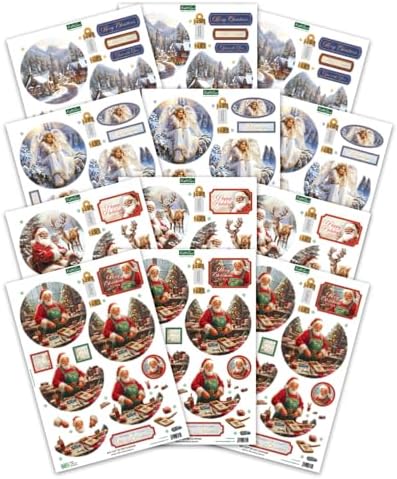Katy Sue Christmas Ball Ornaments Die Cut Decoupage Selection Pack.12 Pre-Cut Die Cut Sheets for Christmas Card Making Supplies, Card Toppers & Papercraft Ball Ornaments (Baubles)