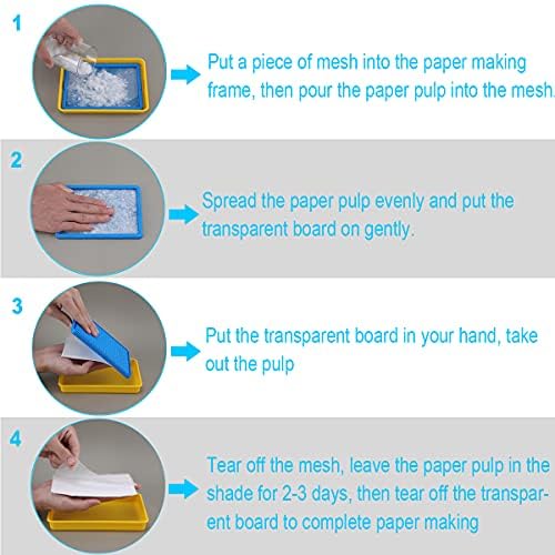 Worown Plastic Paper Making Frame Kit, Papermaking Mould, 5 x 7 Inch Screen for DIY Paper Making
