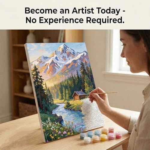 Amphol Paint by Number Kit for Adults Beginners - 16x20 Inch DIY Mountain Morn Paint by Numbers, Unframed Landscape Oil Painting Kit for Home Wall Decor, Stress Relief with Acrylic Paint Set