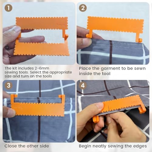 Clip-On Sewing Ruler Set, 2/3/4/5/6mm Stitch Guide Sewing Gauge for Straight Edge Stitching, Hemming & Quilting, 40 PCS Sewing Accessories for Fabric Crafts and DIY Sewing