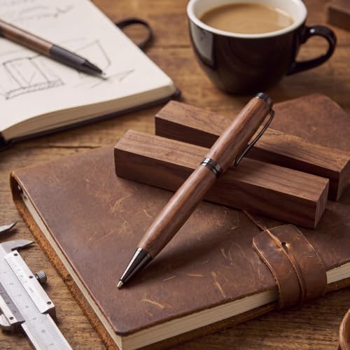 Qilery 10 Pcs Exotic Wood Pen Blanks Turning Supplies DIY Crafts Hardwood Pen Blanks Turning Kit, 5 x 3/4 x 3/4 Inch (Black Ebony)