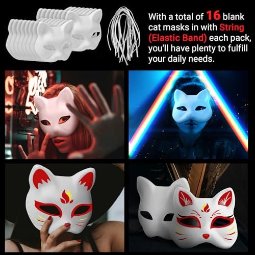 CALPALMY Paper Mache Mask 14&16&30 Packs - for Artistic Projects, Theater, Halloween, Masquerade Parties, Classroom Art