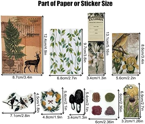 Esweny 260PCS Vintage Journaling Scrapbooking Supplies Scrapbook Sticker Paper Ephemera Pack for Junk Journal Planners Collage Craft Notebooks Album (Plants and Birds)