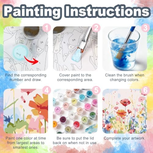 Kalonyth Flowers Framed Paint by Numbers Kit for Adults Beginner 8x12 inch