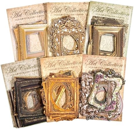 30Pcs Vintage Scrapbook Paper Photo Frame for Scrapbooking Junk Journal Collage Diary Embellishment DIY Photo Album DIY Craft Decoration, 10 Patterns (YSDC6)