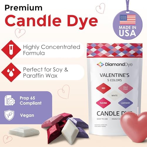 Valentine Candle Dye Chips, Soy & Paraffin Candle Making, 5 Colors