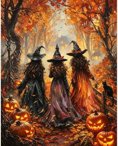 bleihum Halloween Paint by Numbers Kit for Adults Witch 16x20inch