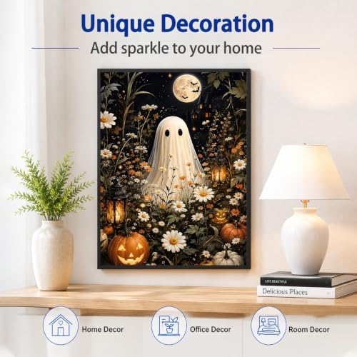 Halloween Diamond Art Kits for Adults, Ghost Diamond Painting, 12x16 Inch