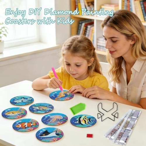 Leatrice Small Diamond Art Coasters Set Diamond Painting Kits for Adults