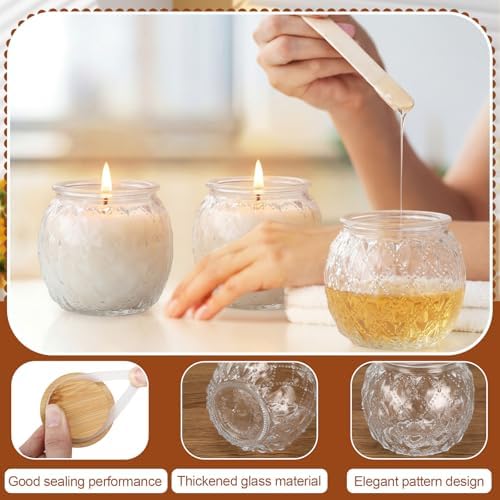 20 Pack Clear Candle Jars for Making Candles 6 oz Empty Glass Candle Making Jars with Bamboo Lids Diamond Texture Candles Containers for DIY, Wedding Souvenirs Gifts, Home Decoration