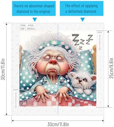 Diamond Painting Kits for Adults, Snoring Granny Pattern Design Special Shape Diamond Art Kits for Beginners, DIY Diamonds Paintings Art for Home Wall Decor Gift