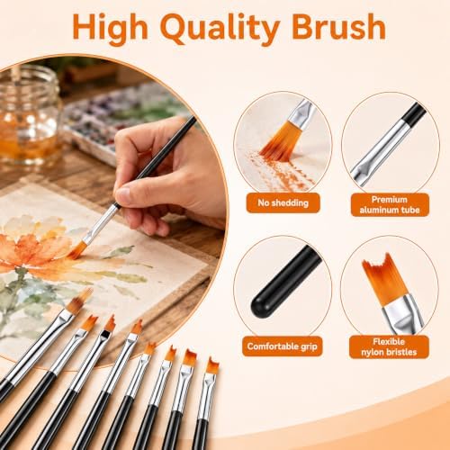 16 PCS Paintbrushes Nylon Art Paint Brushes with Detail