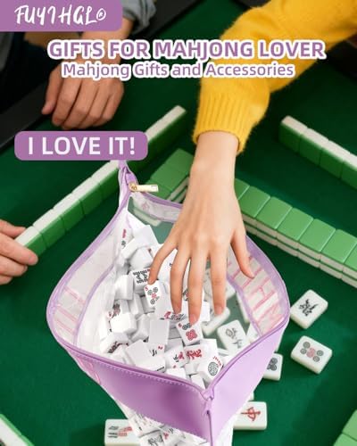 Purple Mahjong Tiles Bag with Zipper - Up to 166 Tiles