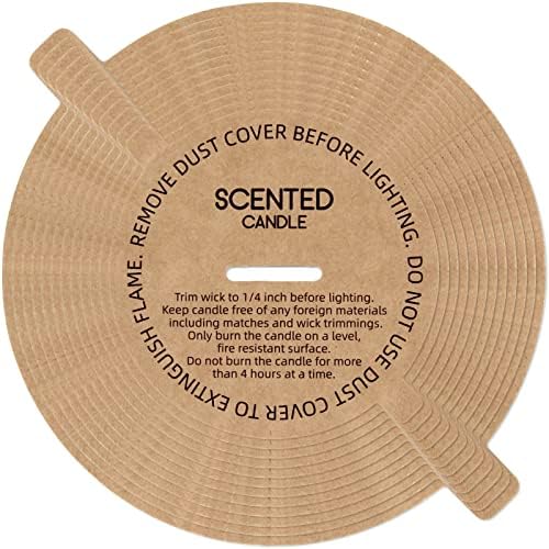 CandMak Candle Dust Covers, 48pcs Printed Kraft Card Candle Dust Lid with Pull Tab for Candle Making (12 Sizes)