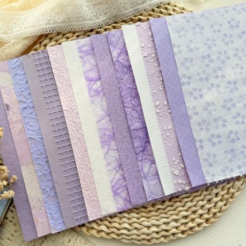 30 Sheets A5 Pastel Lilac Textured Scrapbook Paper & Mesh Fabric