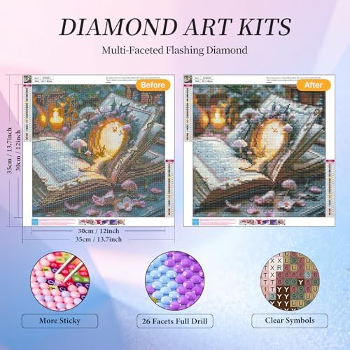 Diamond Art Kits for Adults, Magic Book Diamond Painting Kit, 14 x 14 Inch