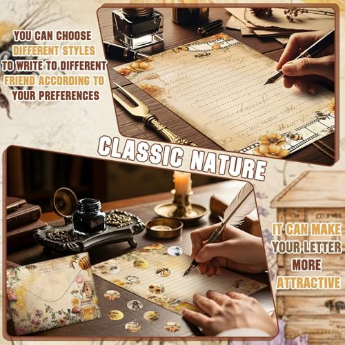 TaoBary 160 Pcs Vintage Bee Butterfly Stationery Paper and Envelopes Set