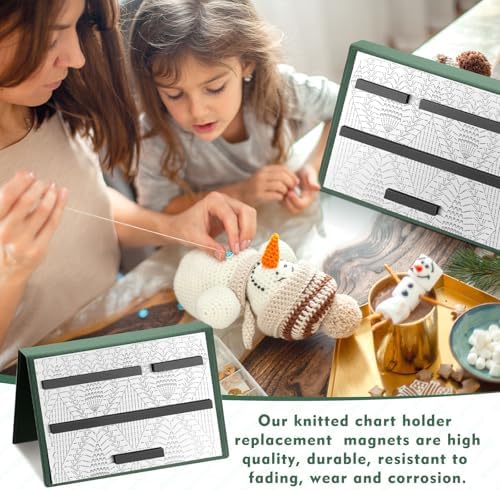 Flutesan 1 Pcs Knitting Pattern Holder, Fold up Cross Stitch Knitting Chart Keeper with Replacement Magnets, Magnetic Cross Stitch Accessories (Folded Size 6.1 x 9 Inch,Green)