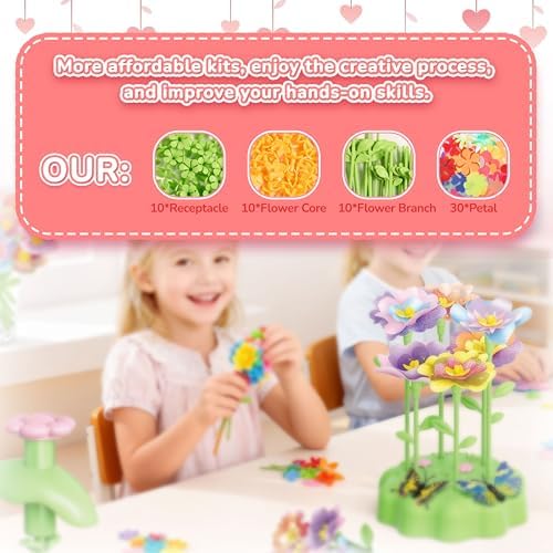 POP JOY DIY Paper Flower Craft Kit for Kids, Make Flower Bouquets