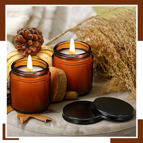 Nuanchu 12 Pack Candle Jar Cover Black Candle Lids Bulk Aluminum Metal Jar Lids Candles Topper Sleeve Twist-Lug Metal Screw Cap Lid for Candles Container Tins Works with Lug Lid Jars DIY Crafts