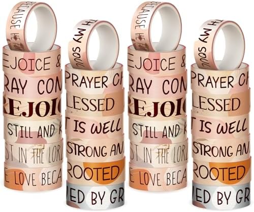 24 Rolls Christian Washi Tape Gifts, Boho Faith Religious