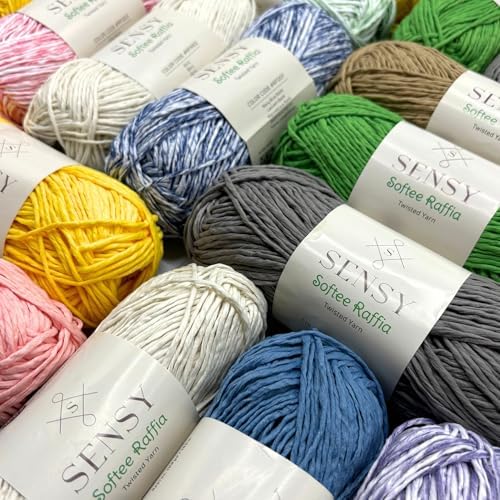 S Sensy Softee Raffia - Polyester Raffia Yarn 5 Skeins Yellow 109 Yards 4oz
