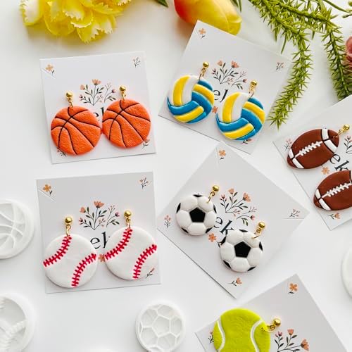 Xaekicr Sports Theme Polymer Clay Cutters Set – Multiple Shapes Clay Cutters for Polymer Molds, Clay Earring and Tools