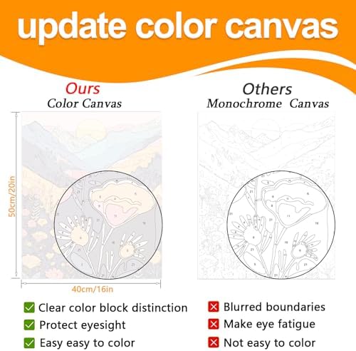 JULOUYN 2 Pack Landscape Paint by Numbers Kit for Adults,16x20 in | Easy to piant for beginners elderly, DIY art, with Magnifying glass, Relaxing & Stress relief, canvas, Home wall decor