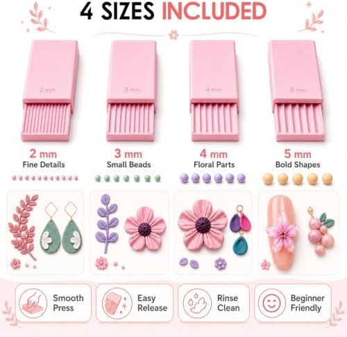 3D Print Clay Gel Ball Maker Tool,Mini Polymer Clay Bead Maker,for 3D Gel Flowers, Sphere Shaper Roller Tool for Perfect Round Beads, Earrings & Jewelry Making (2-5MM Pink)