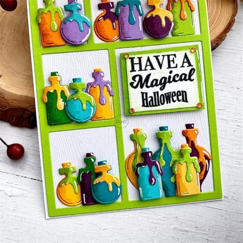Patchwork Halloween Magic Potion Bottle Metal Cutting Dies for Card Making