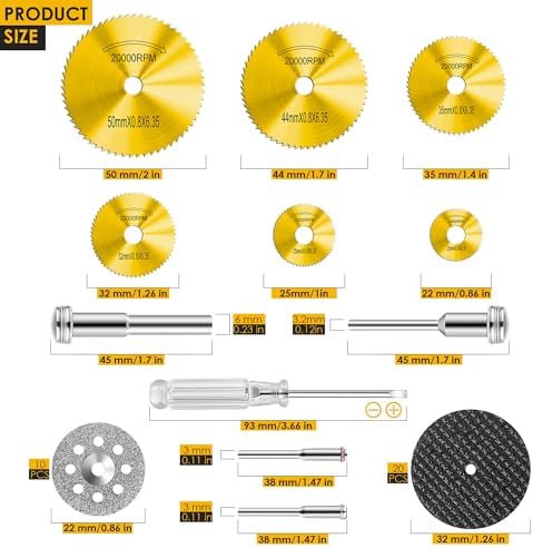 44 Pcs Gold Cutting Wheel Set Compatible with Plastic for Rotary Tool