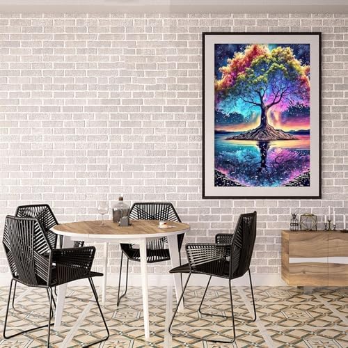 Tree of Life Paint by Numbers Kit for Adults Beginner with Wooden Framed,Adult Paint by Number Kits On Canvas,Adults' Paint-by-Number Kits DIY Oil Painting Kits for Gift Home Wall Decor 12x16 Inch