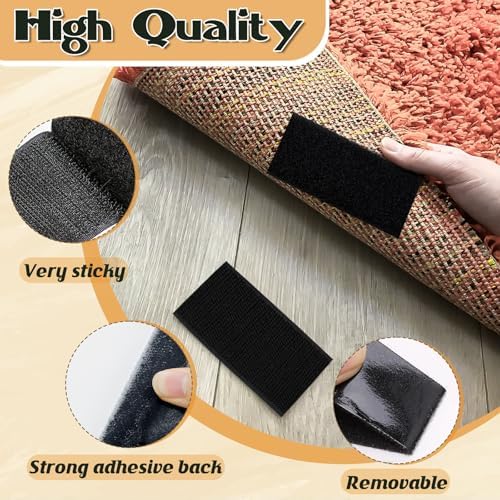 12 Sets - 4x6 inch Square Hook and Loop Tapes, Fabrics Nylon, Black