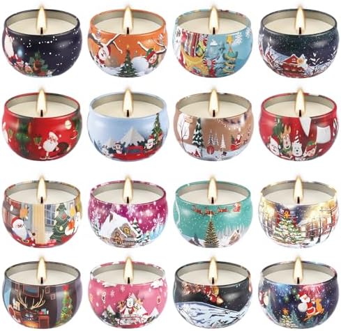 16Pack Christmas Scented Candles Gift- Aromatherapy Candle-Soy Wax-Long Lasting Burn time, Christmas Thanksgiving Gifts for Women，Home Decor
