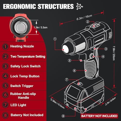 Heat Gun Compatible with Milwaukee 18V Battery (Tool Only)