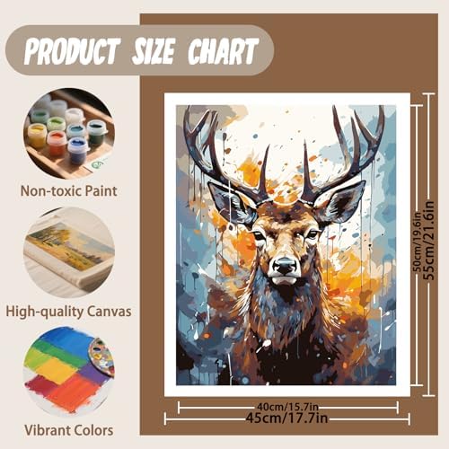 XTCIXAL Paint by Numbers Kit for Adults, Deer, 16X20 Inch