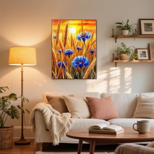 KYOQFVN Wheat Diamond Painting Kits, Autumn Diamond Art Kits for Adults Beginners, DIY Autumn Diamond Dots with Diamond Gem Art and Crafts for Adults Home Wall Decor 12x16inch