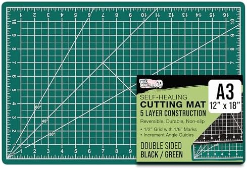U.S. Art Supply 12"x18" Self-Healing Cutting Mat 5-Ply 2 Pack Green/Black