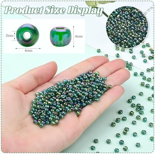 ZHIYUXI 3000Pcs 4mm Dark Green Glass Seed Beads for Jewelry Making
