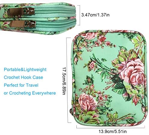 New Crochet Hook Case Without Hooks and Accessories, Zipper Storage Organizer Bag with Web Pockets for Various Crochet Needles/Knitting Accessories/Crochet Hook Kit Tools, Lightweight, Easy to Hold