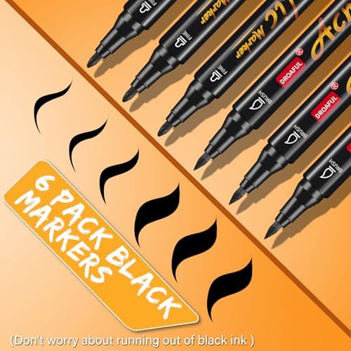 Acrylic Paint Pens Markers, 6 Pc Black Dual Tips Waterproof Paint Markers