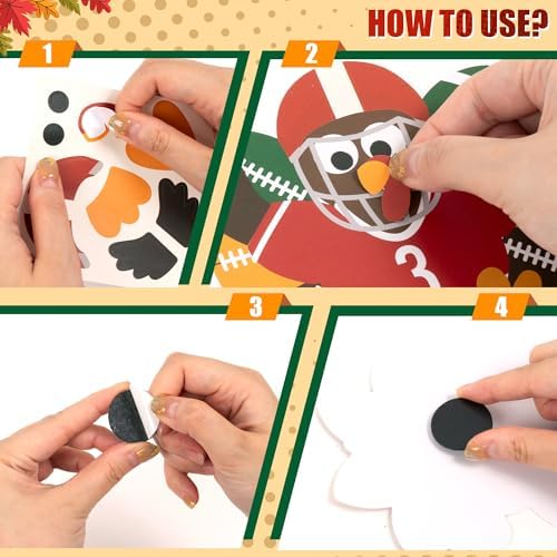 Haooryx DIY Fall Football Turkey Magnet Craft Kit Autumn Sticker Craft