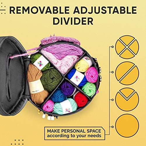 CRAFTISS Crochet Bag Organizer, Yarn Storage Bag with Removable Divider