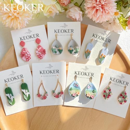 KEOKER Spring Polymer Clay Molds, Polymer Clay Silicone Molds, Butterfly Polymer Clay Mini Molds, 8pcs Earring Molds for Polymer Clay, Polymer Clay Molds for Jewelry(Substitute Micro Clay Cutters)