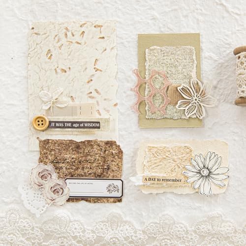 168PCS Vintage Scrapbook Paper Textured Journaling Scrapbooking Supplies Kit Retro Decorative Craft Paper Assorted for Bullet Junk Journals Card Making Crafts, Light Series