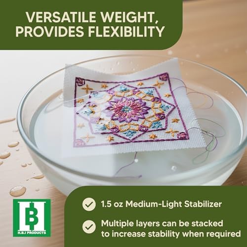 HBI Wash Away Water Soluble Embroidery Stabilizer Roll, 10 in x 25 yd