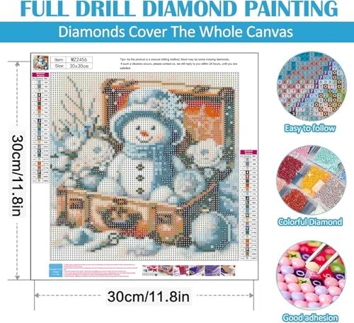 WNPOKN Christmas Snowman Diamond Art Kits for Adults 12x12inch