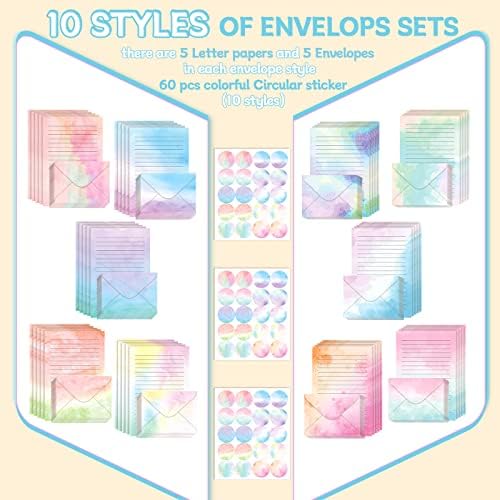 TaoBary 160 Pcs Watercolor Stationery Paper and Envelopes Set, 5.5 x 8.25''