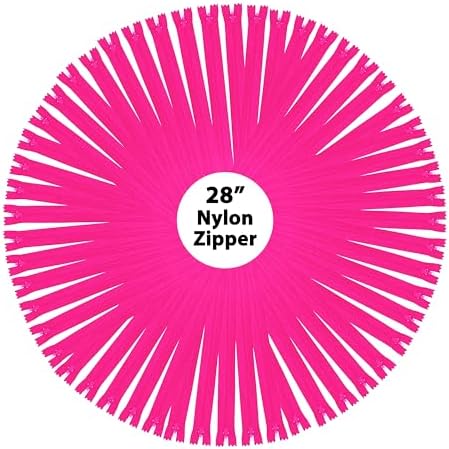 Mandala Crafts 40 PCs Hot Pink Closed-End 28 Inches Nylon Zipper for Sewing