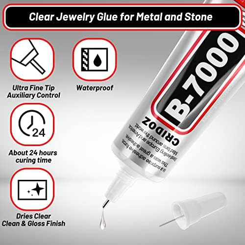 B7000 Rhinestone Glue for Jewelry Making, Clear Craft Glue with Precision Tips Dotting Pens for Metal, Stone, Nail Art, Beading, Wood, Glass - 0.5 fl oz, 3 Packs